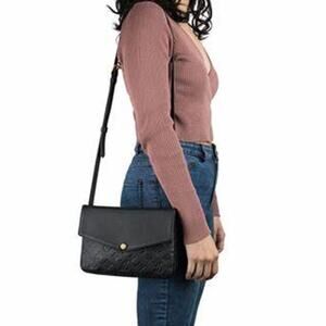 💎✨BEAUTIFUL✨💎Authentic LOUIS VUITTON Twice Shoulder Bag Empreinte Black